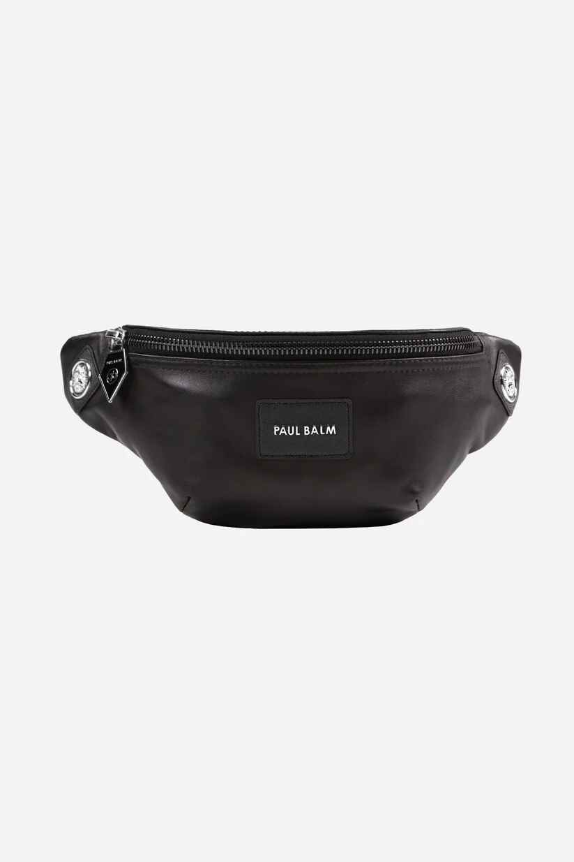 Yuki Logo Leather Belt Bag black